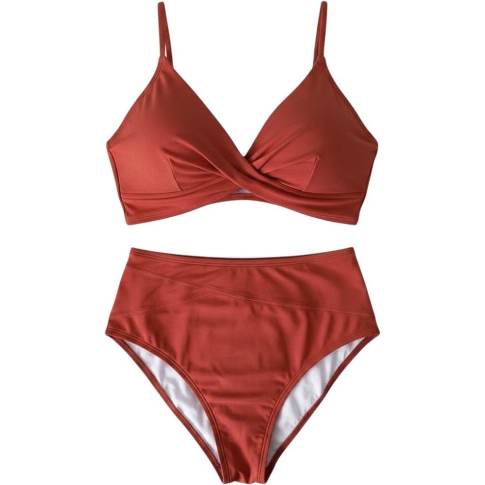 Cupshe Bikini Set Womens S Terracotta NWOT High Waist‎ Twist Front